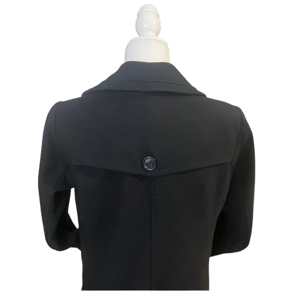 New York & Company Wool Blend Black Button Front Pea Coat - Size 4 - Picture 2 of 14